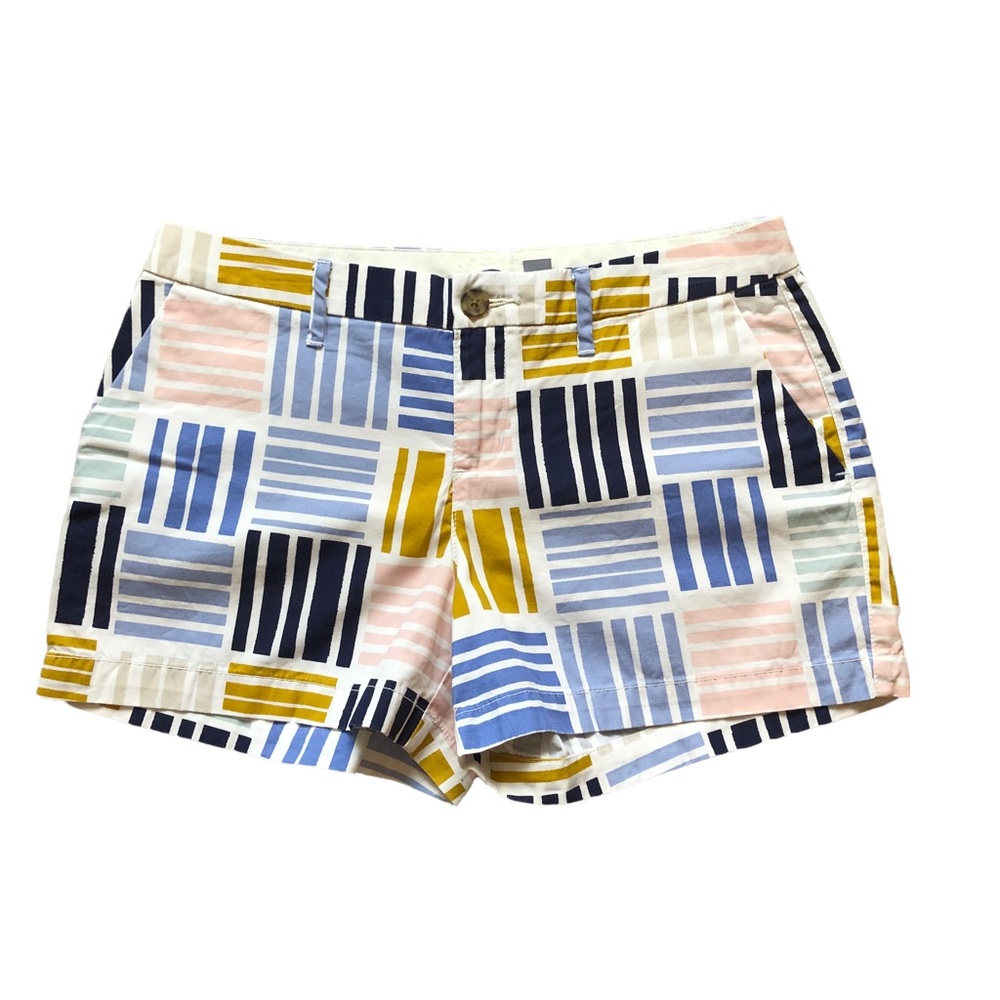 Old Navy Blue, Pink, and Mustard Novelty Print Cotton Short Size 2